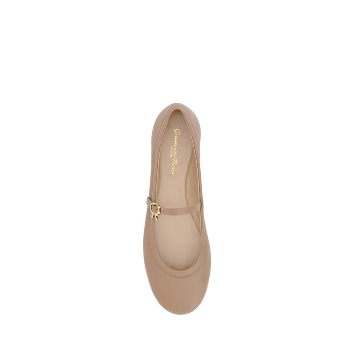 Gianvito Rossi Beige Calf Leather Bos Taurus Ballet Flats