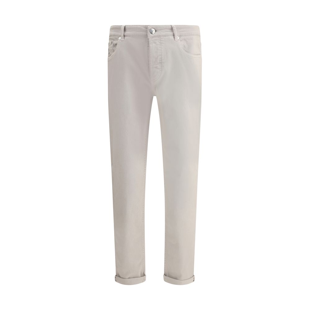 Brunello Cucinelli Beige Cotton Straight-Leg Jeans by Brunello Cucinelli outlet now on sale