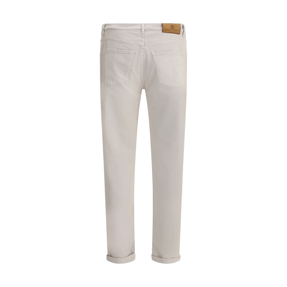 Brunello Cucinelli Beige Cotton Straight-Leg Jeans by Brunello Cucinelli outlet now on sale