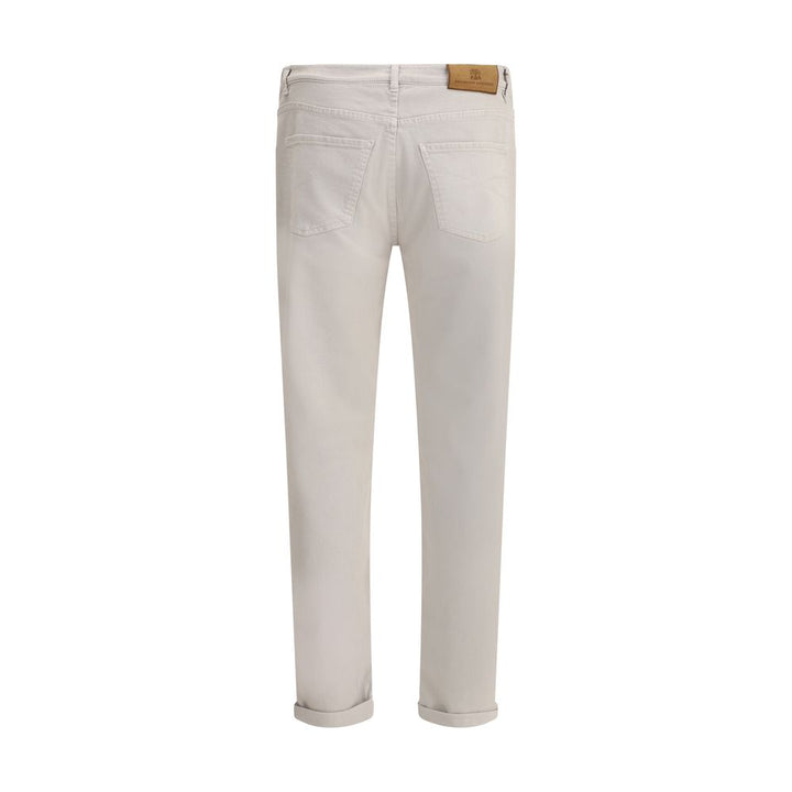 Brunello Cucinelli Beige Cotton Straight-Leg Jeans by Brunello Cucinelli outlet now on sale