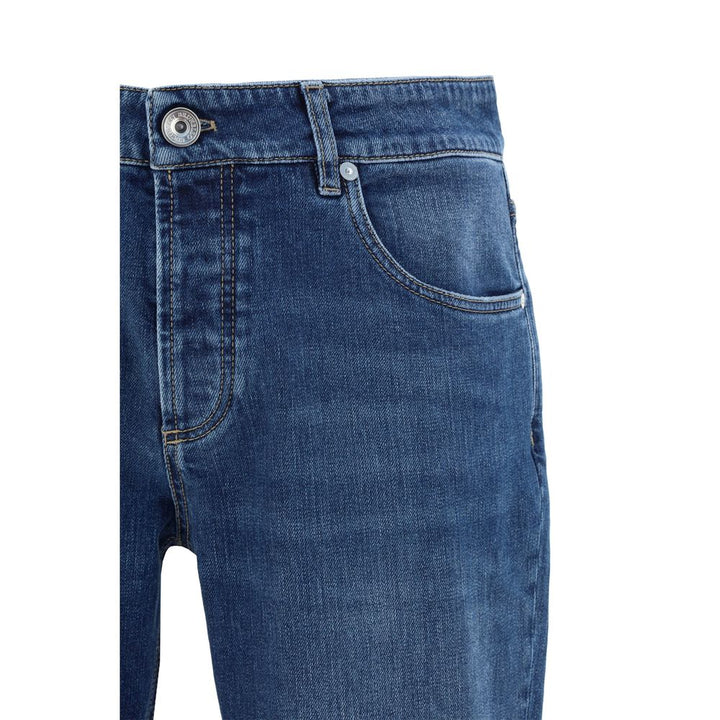 Brunello Cucinelli Blue Cotton Straight-Leg Jeans by Brunello Cucinelli outlet now on sale