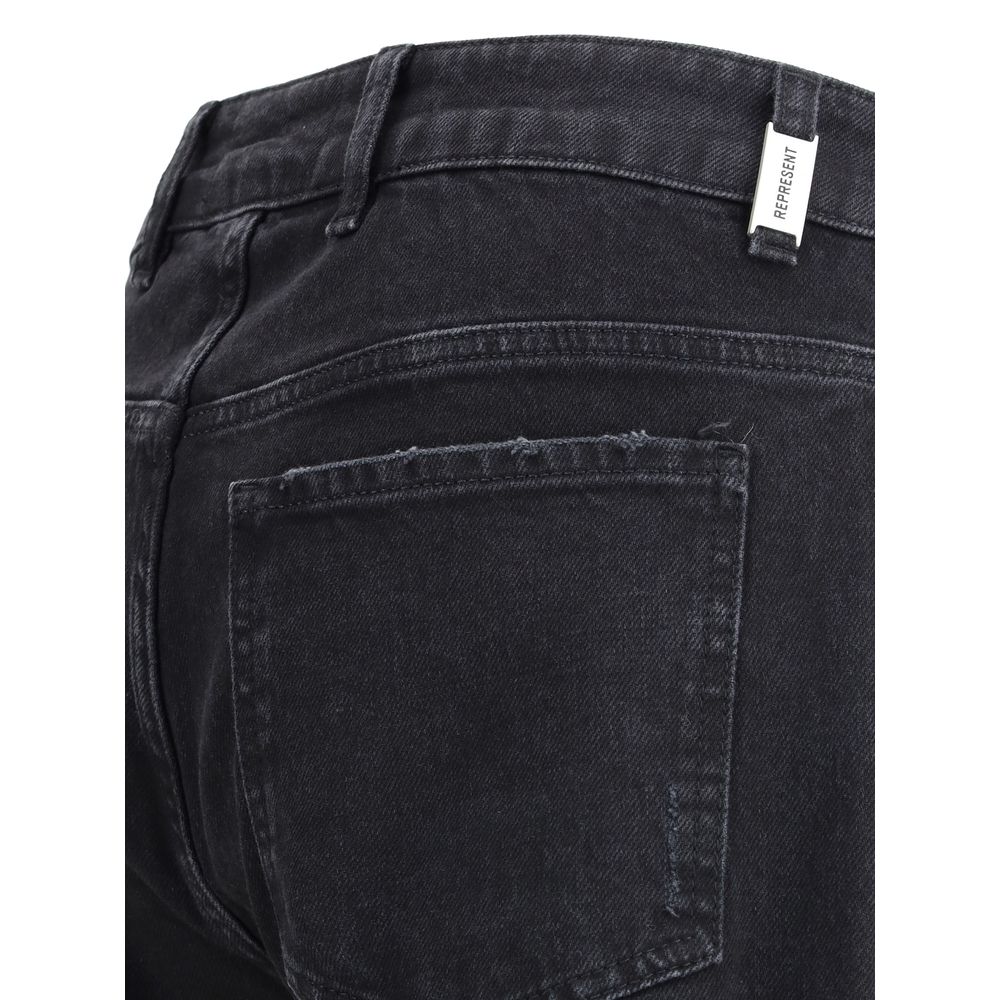 Represent Black Cotton Straight-Leg Jeans by Represent outlet now on sale
