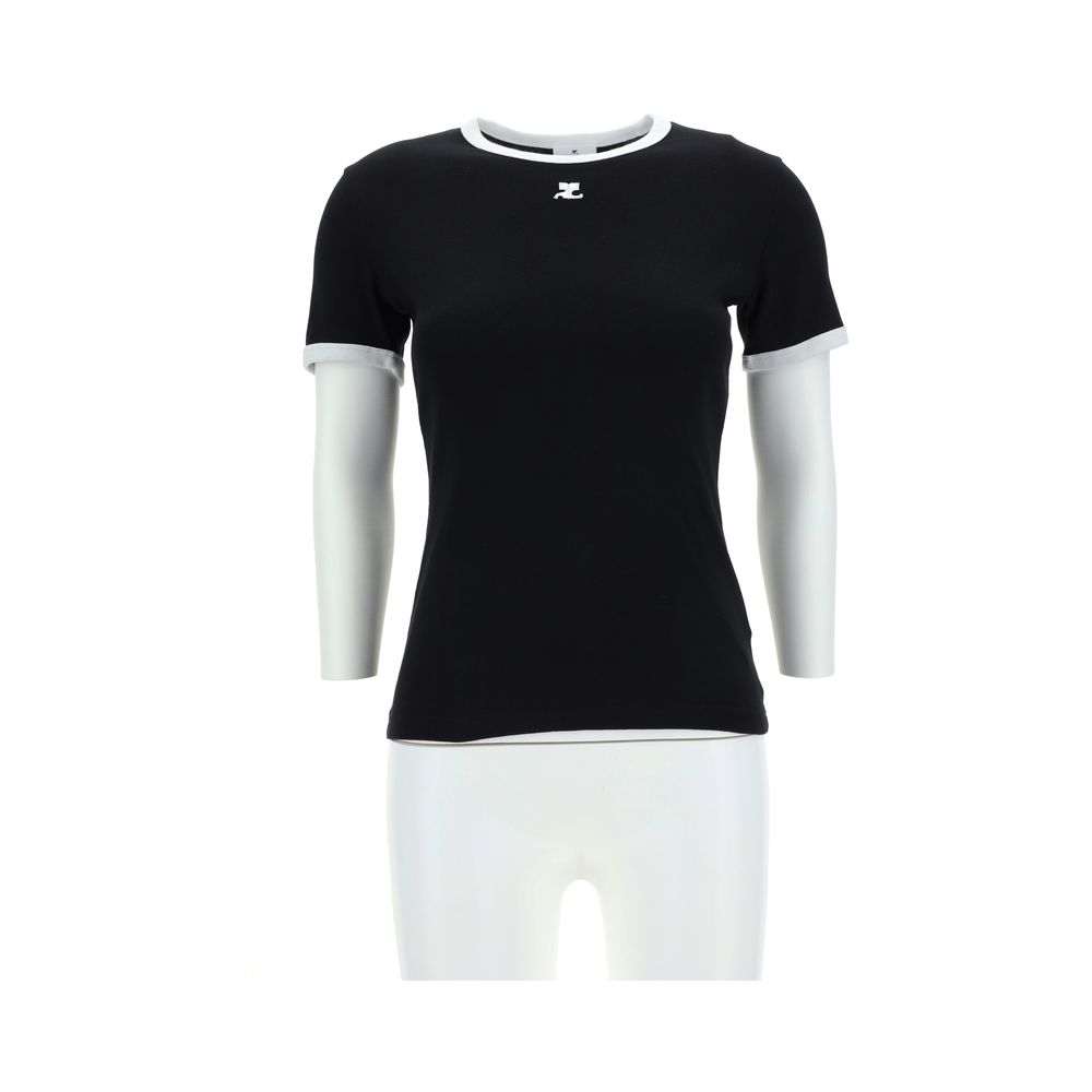 Courrèges Black Cotton T-Shirt by Courrèges outlet now on sale