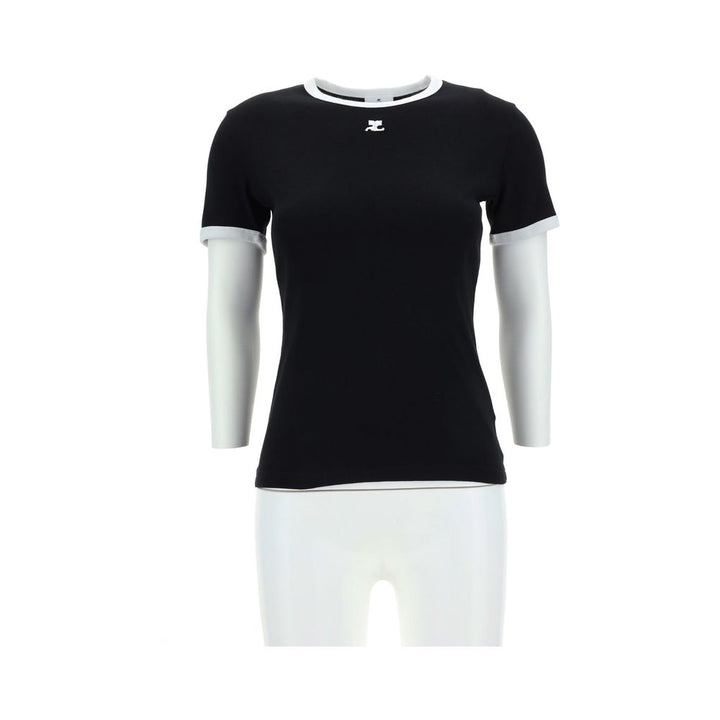 Courrèges Black Cotton T-Shirt by Courrèges outlet now on sale