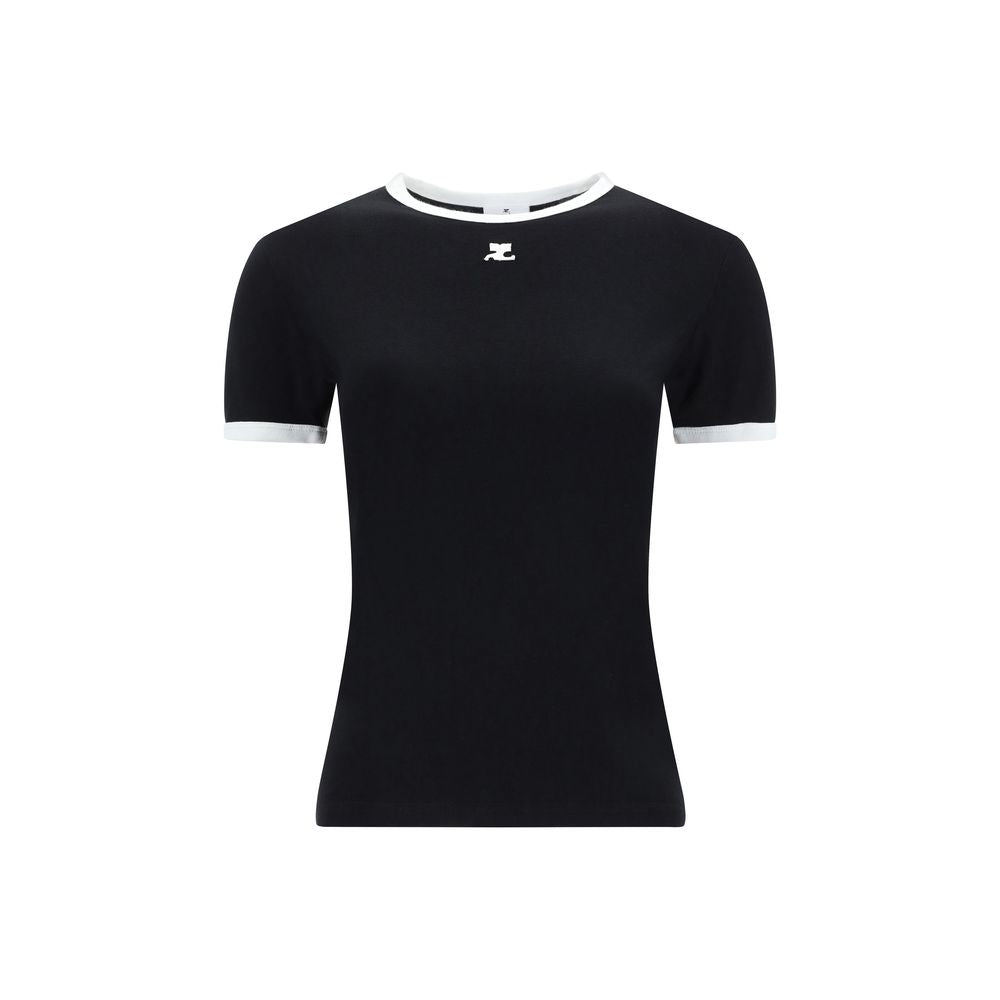 Courrèges Black Cotton T-Shirt by Courrèges outlet now on sale