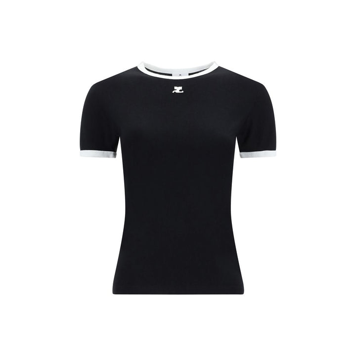 Courrèges Black Cotton T-Shirt by Courrèges outlet now on sale