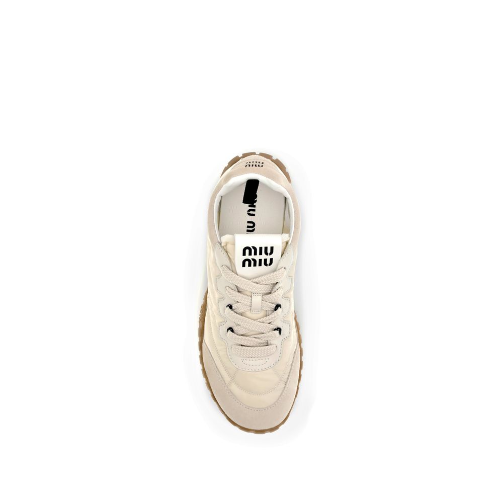 Miu Miu Cream Recycled Polyamide Athletic Sneakers