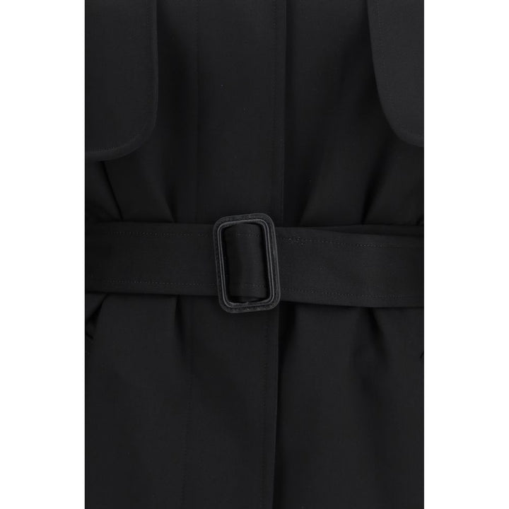 The Row Black Fleece Wool Trench Coat