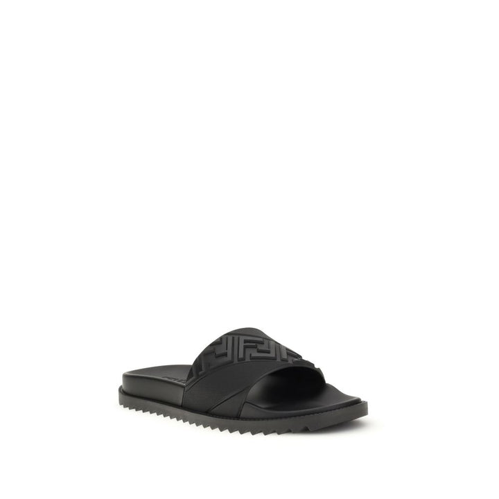 Fendi Black Rubber Flat Sandals