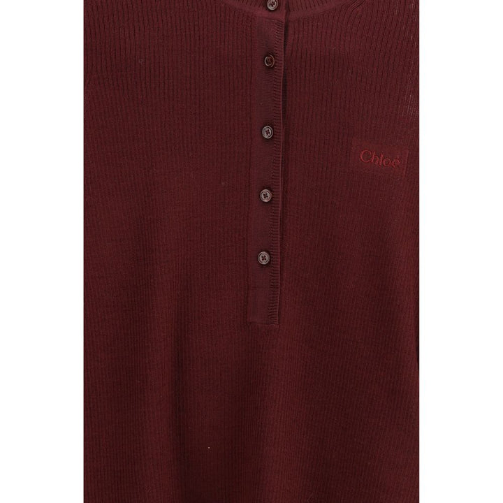 Chloé Bordeaux Wool Long Sleeve T-Shirt by Chloé outlet now on sale