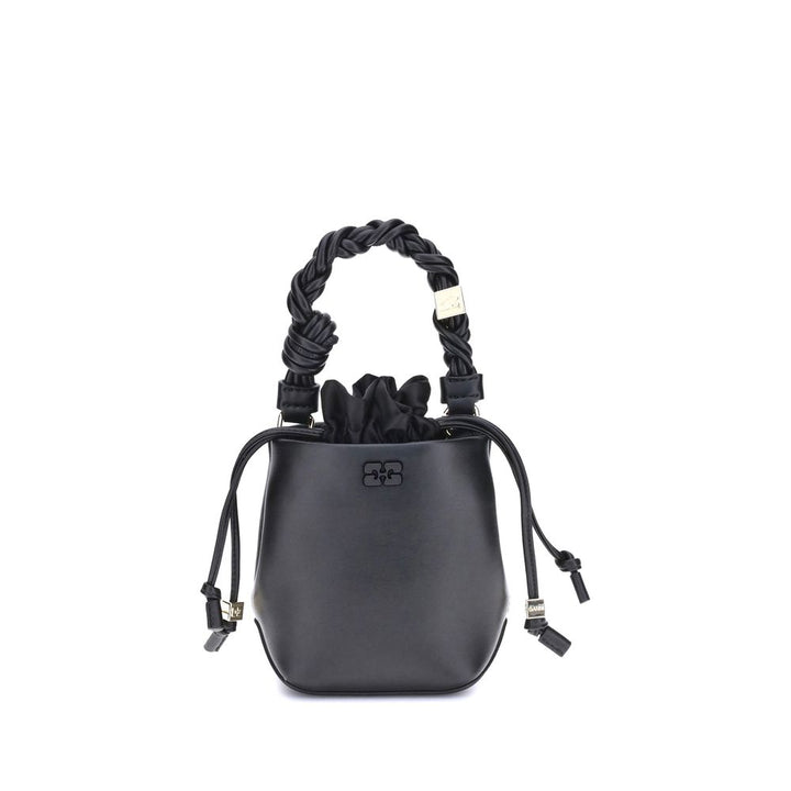 Ganni Black Recycled Leather Backet Bag