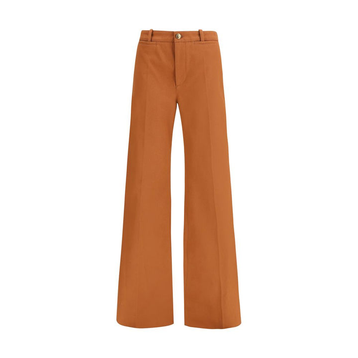 Chloé Brown Cotton Flared Pants by Chloé outlet now on sale