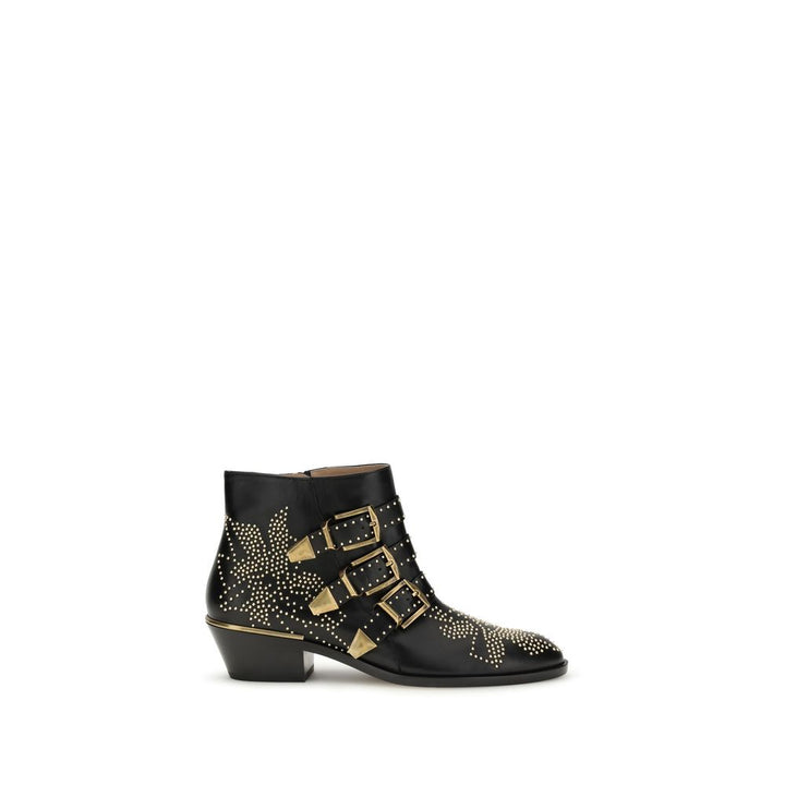Chloé Black Calf Leather Bos Taurus Lace-Up Boots by Chloé outlet now on sale