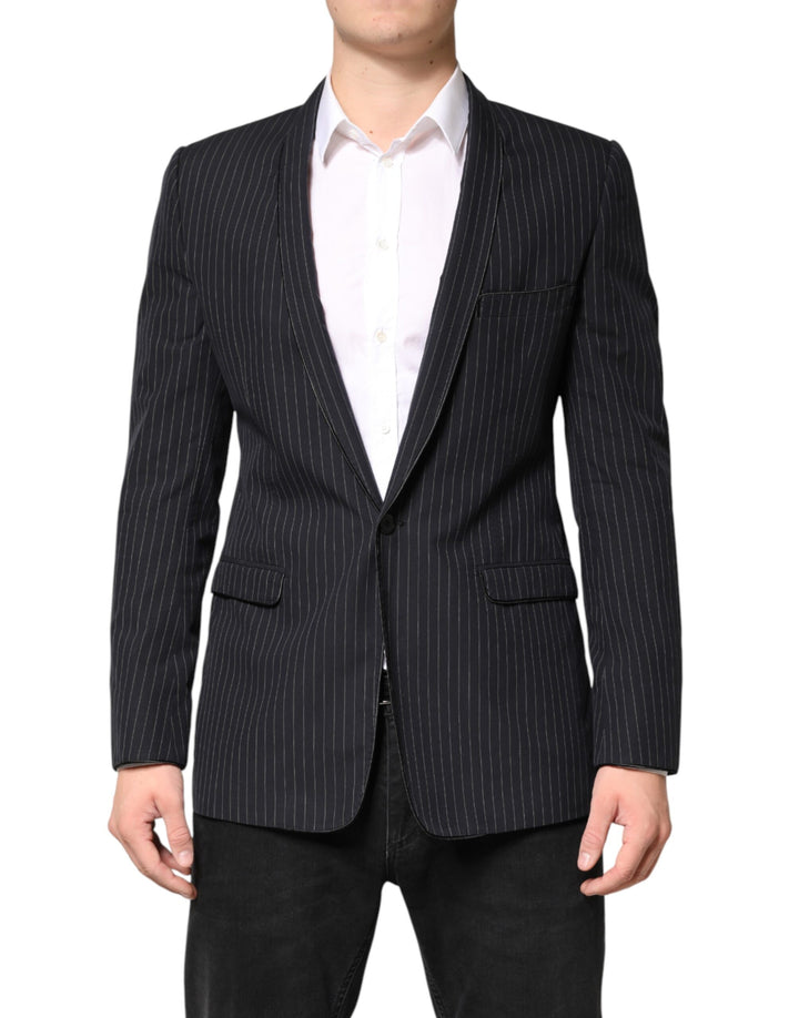 Dolce & Gabbana Black Stripes 1 Button Suit Jacket Blazer by Dolce & Gabbana outlet now on sale