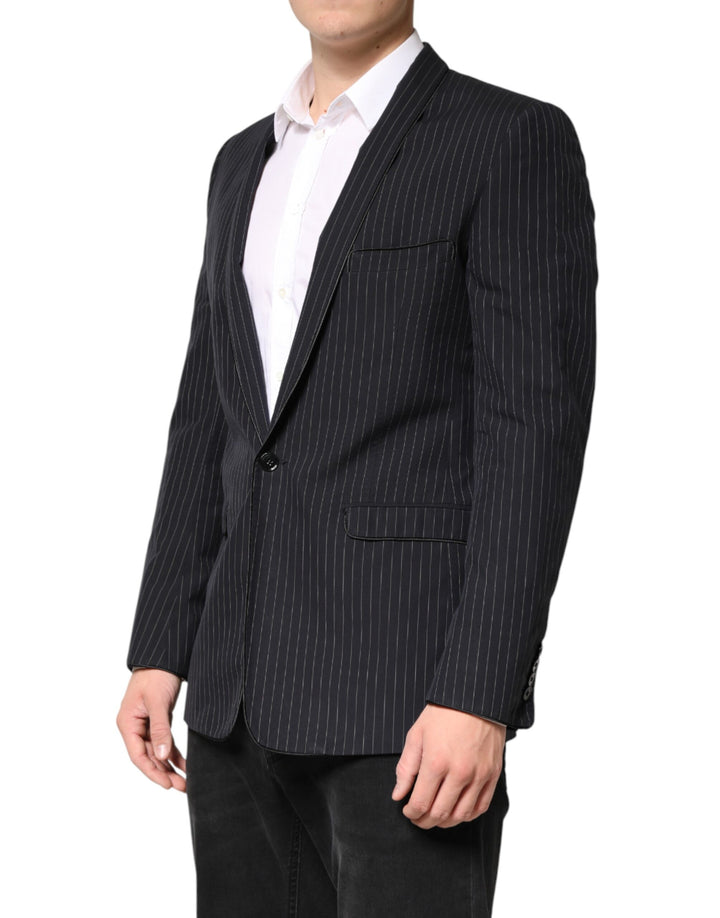 Dolce & Gabbana Black Stripes 1 Button Suit Jacket Blazer by Dolce & Gabbana outlet now on sale