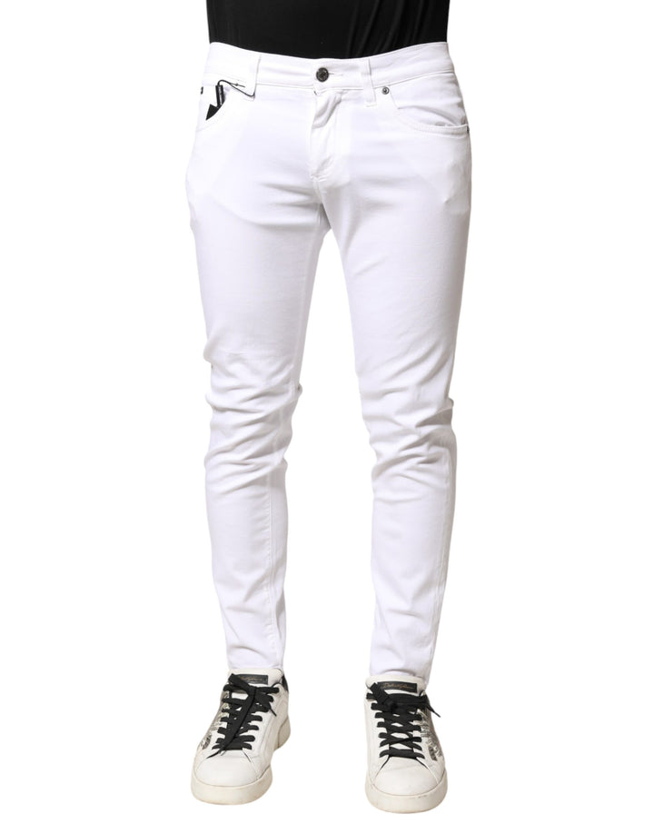 Dolce & Gabbana White Cotton Stretch Skinny Denim Men Jeans by Dolce & Gabbana outlet now on sale