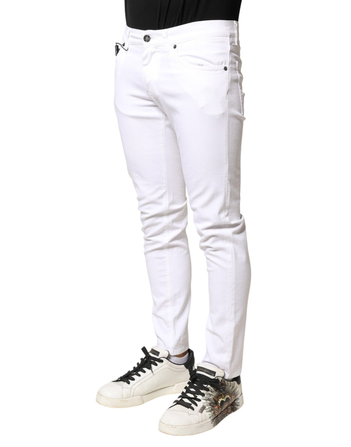 Dolce & Gabbana White Cotton Stretch Skinny Denim Men Jeans by Dolce & Gabbana outlet now on sale