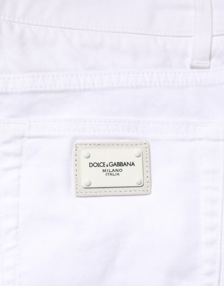 Dolce & Gabbana White Cotton Stretch Skinny Denim Men Jeans by Dolce & Gabbana outlet now on sale