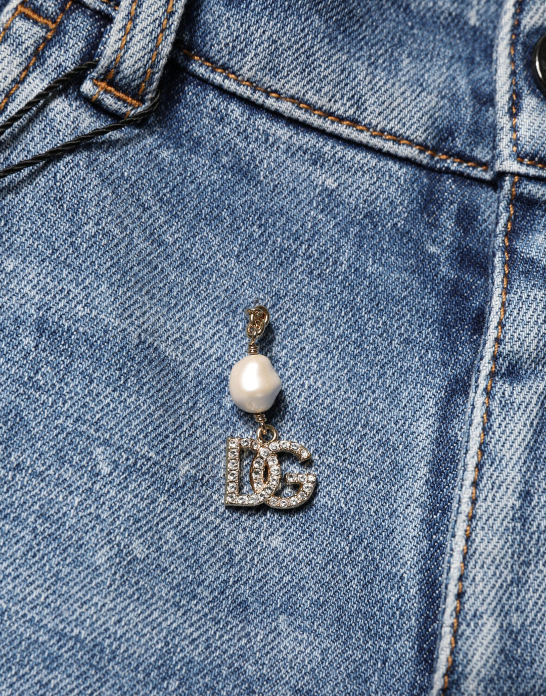 Dolce & Gabbana Blue Embellished Cotton Skinny Denim Jeans by Dolce & Gabbana outlet now on sale