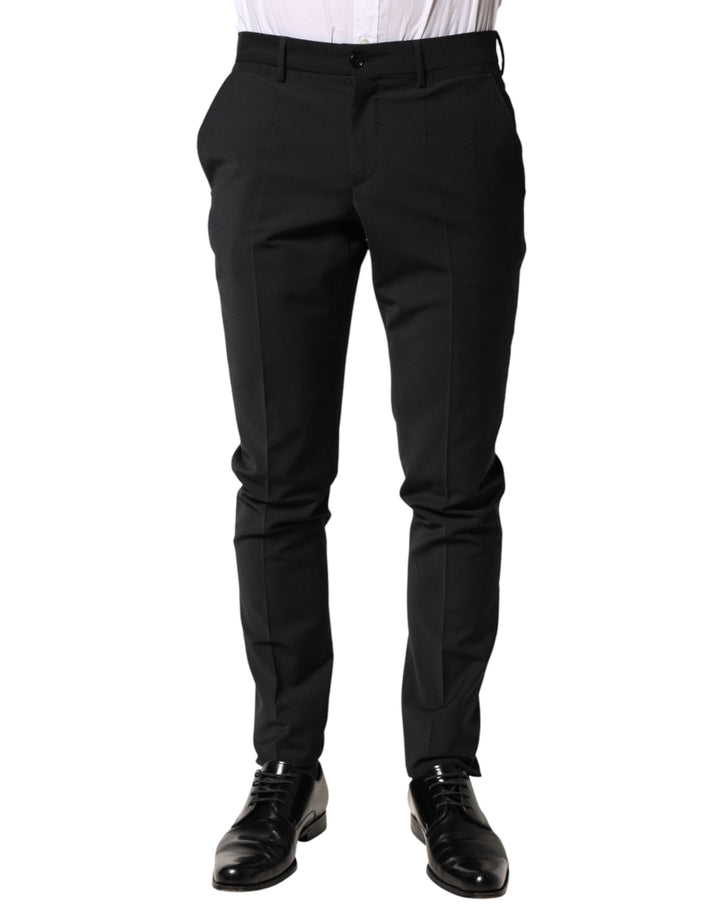 Dolce & Gabbana Black Wool Formal Dress Men Trouser Pants