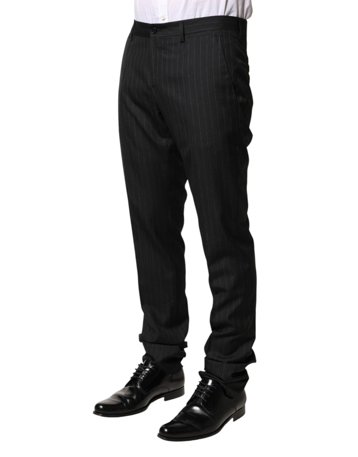Dolce & Gabbana Black Stripes Wool Men Dress Trousers Pants