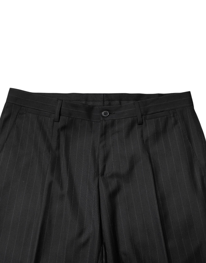 Dolce & Gabbana Black Stripes Wool Men Dress Trousers Pants