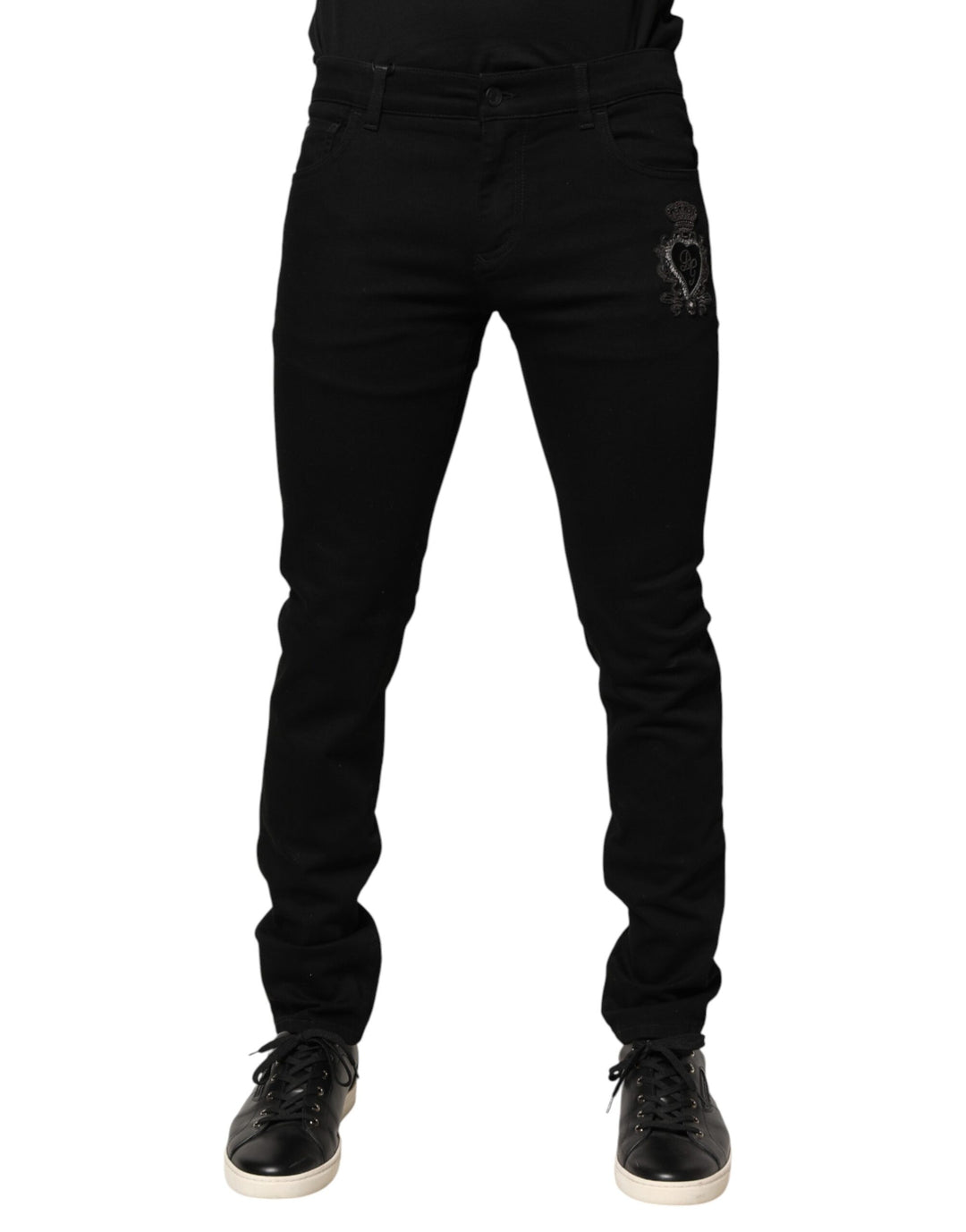 Dolce & Gabbana Black Sacred Heart Men Cotton Denim Jeans by Dolce & Gabbana outlet now on sale