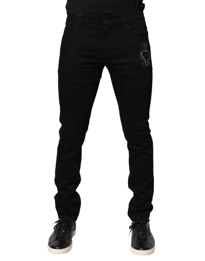 Dolce & Gabbana Black Sacred Heart Men Cotton Denim Jeans by Dolce & Gabbana outlet now on sale