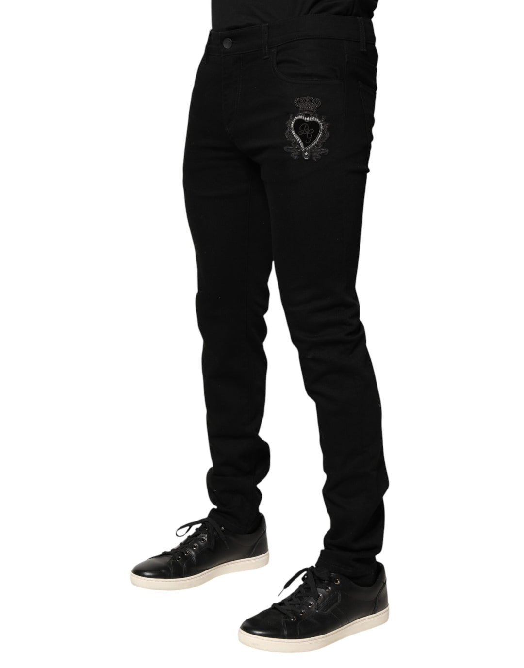Dolce & Gabbana Black Sacred Heart Men Cotton Denim Jeans by Dolce & Gabbana outlet now on sale