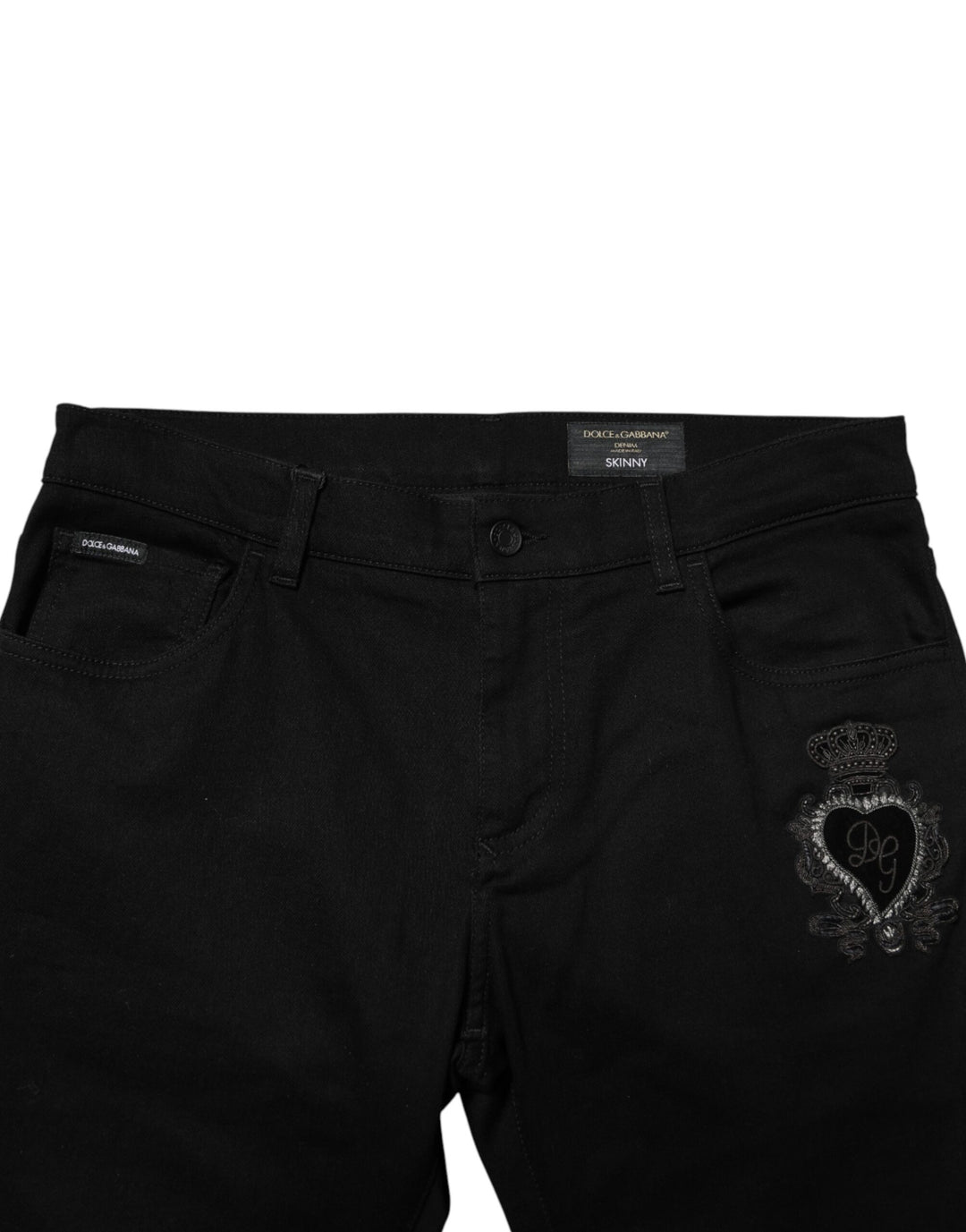 Dolce & Gabbana Black Sacred Heart Men Cotton Denim Jeans by Dolce & Gabbana outlet now on sale