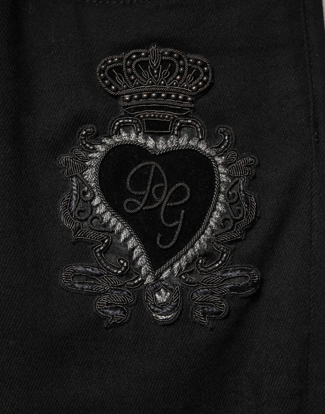Dolce & Gabbana Black Sacred Heart Men Cotton Denim Jeans by Dolce & Gabbana outlet now on sale