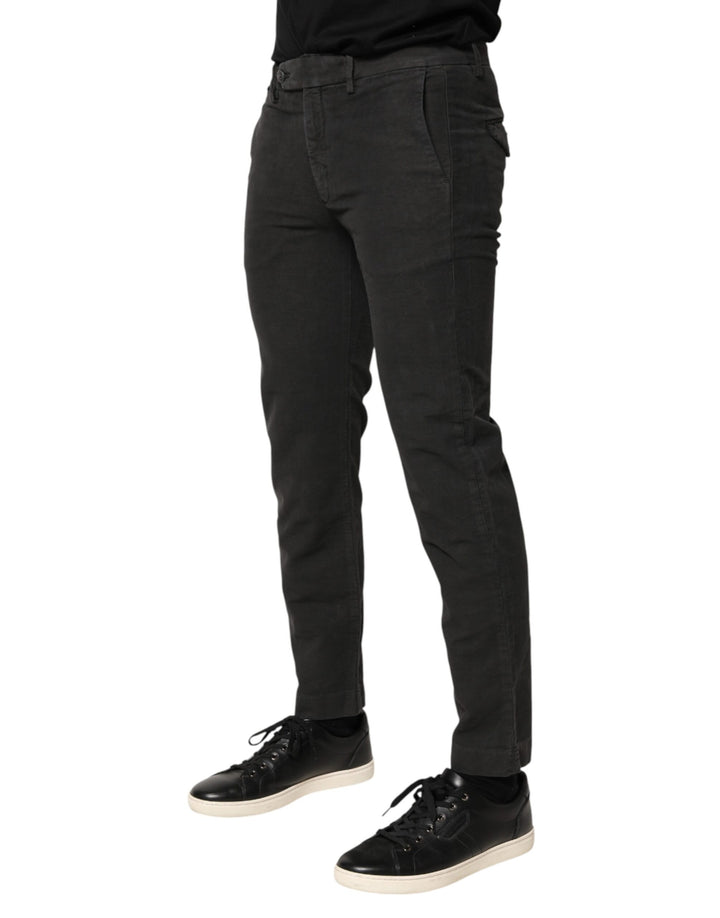 Maison Clochard Dark Gray Cotton Mid Waist Skinny Men Denim Jeans by Maison Clochard outlet now on sale