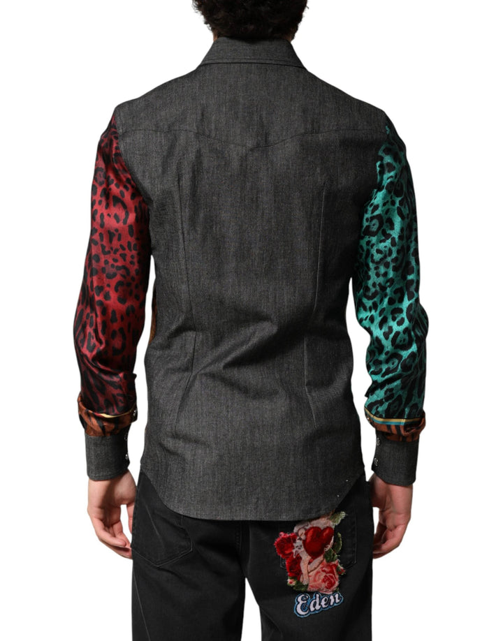 Dolce &amp; Gabbana Multicolor Tiger Leopard Print Silk Men Shirt by Dolce &amp; Gabbana outlet now on sale