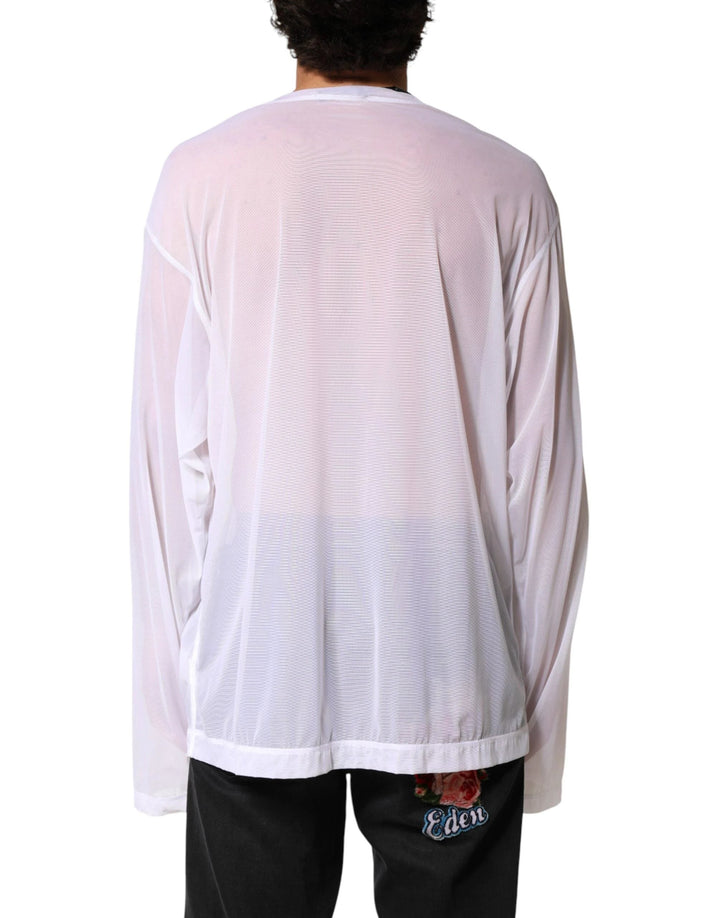 Dolce &amp; Gabbana Sample Sale Dolce &amp; Gabbana White Nylon Long Sleeves Crewneck T-Shirt - | Designer outlet