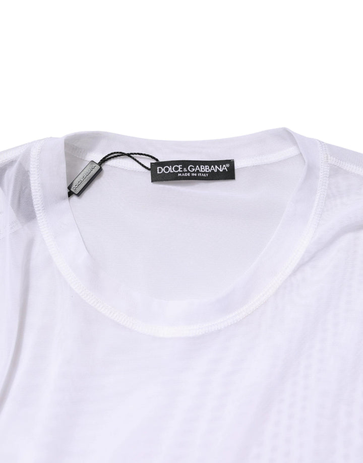 Dolce &amp; Gabbana Sample Sale Dolce &amp; Gabbana White Nylon Long Sleeves Crewneck T-Shirt - | Designer outlet