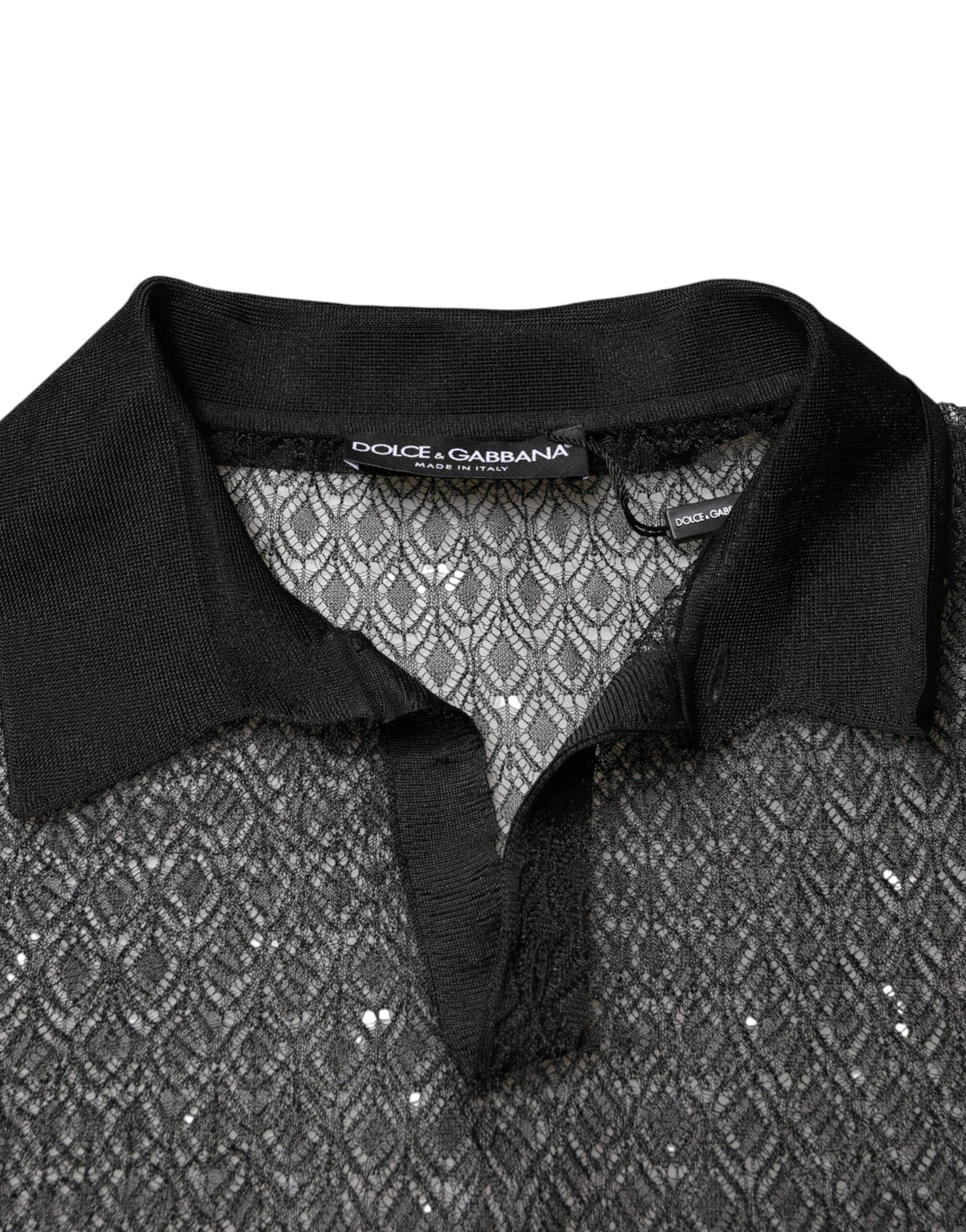 Dolce &amp; Gabbana Sample Sale Dolce &amp; Gabbana Black Sheer Short Sleeves Casual Polo Top - | Designer outlet