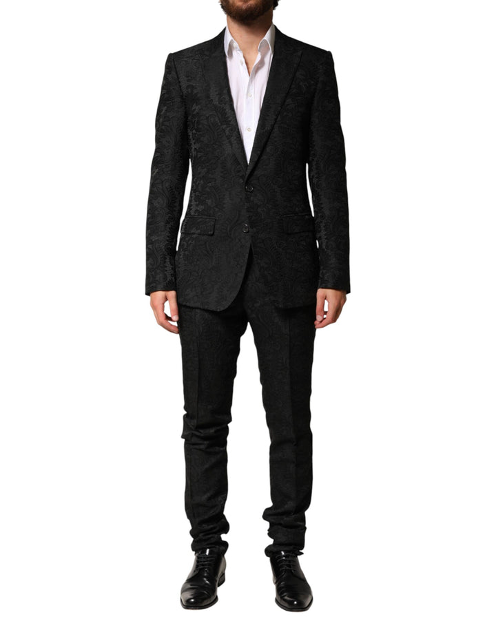 Dolce & Gabbana Black Brocade Single Breasted 2 Piece Suit by Dolce & Gabbana outlet now on sale