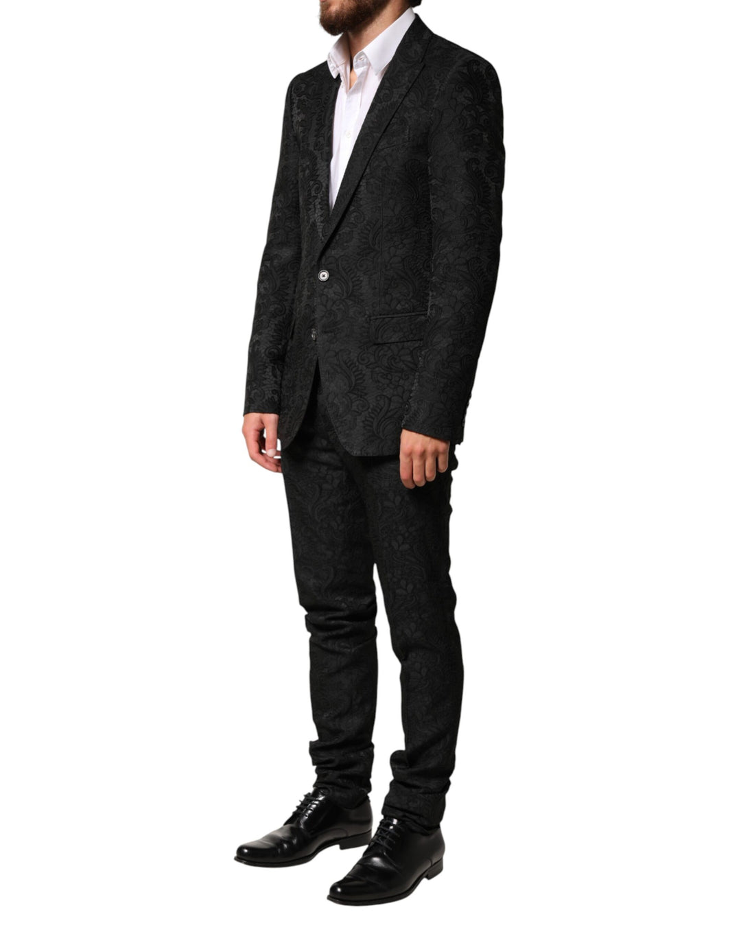Dolce & Gabbana Black Brocade Single Breasted 2 Piece Suit by Dolce & Gabbana outlet now on sale