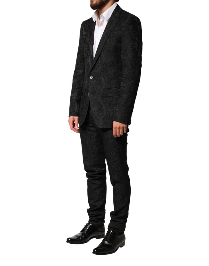Dolce & Gabbana Black Brocade Single Breasted 2 Piece Suit by Dolce & Gabbana outlet now on sale