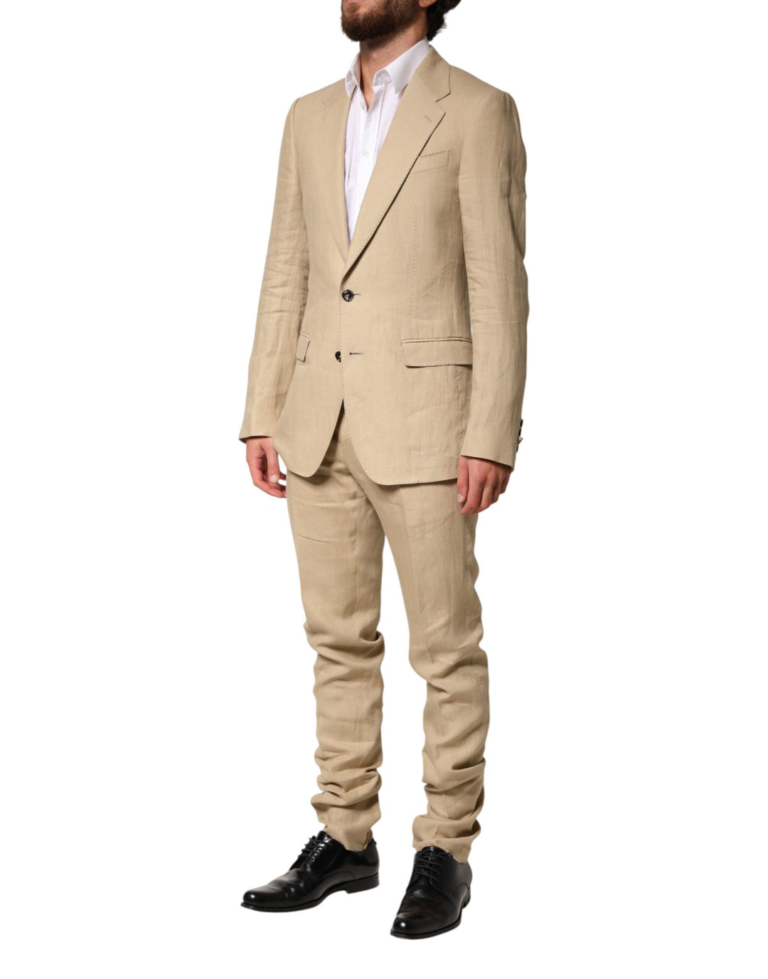 Dolce & Gabbana Beige Linen Single Breasted 2 Piece Suit by Dolce & Gabbana outlet now on sale