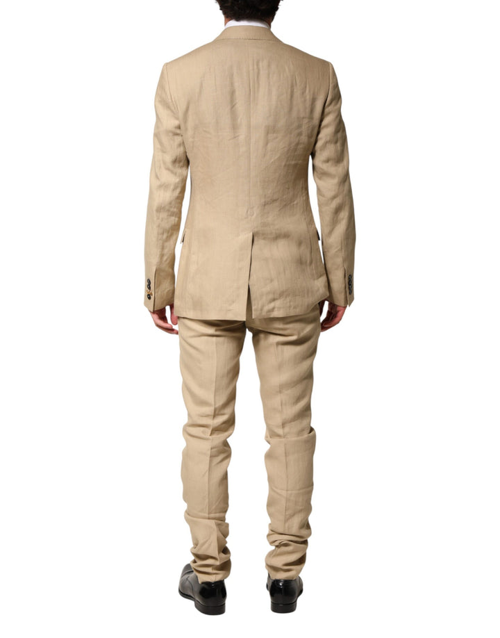 Dolce & Gabbana Beige Linen Single Breasted 2 Piece Suit by Dolce & Gabbana outlet now on sale