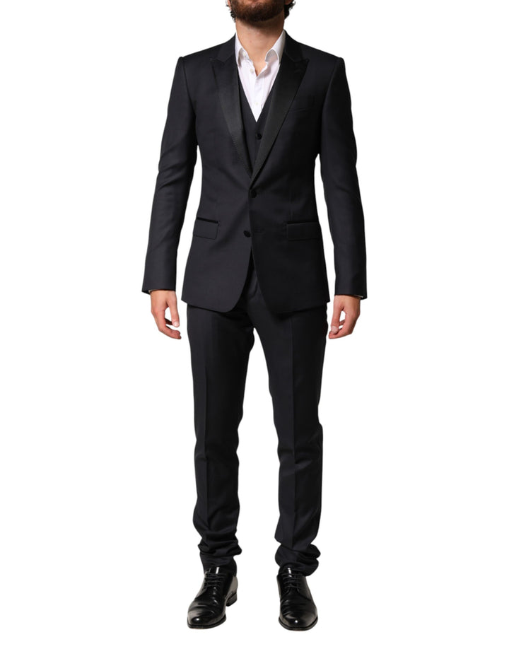 Dolce & Gabbana Black Wool Single Breasted 3 Piece Men Suit by Dolce & Gabbana outlet now on sale