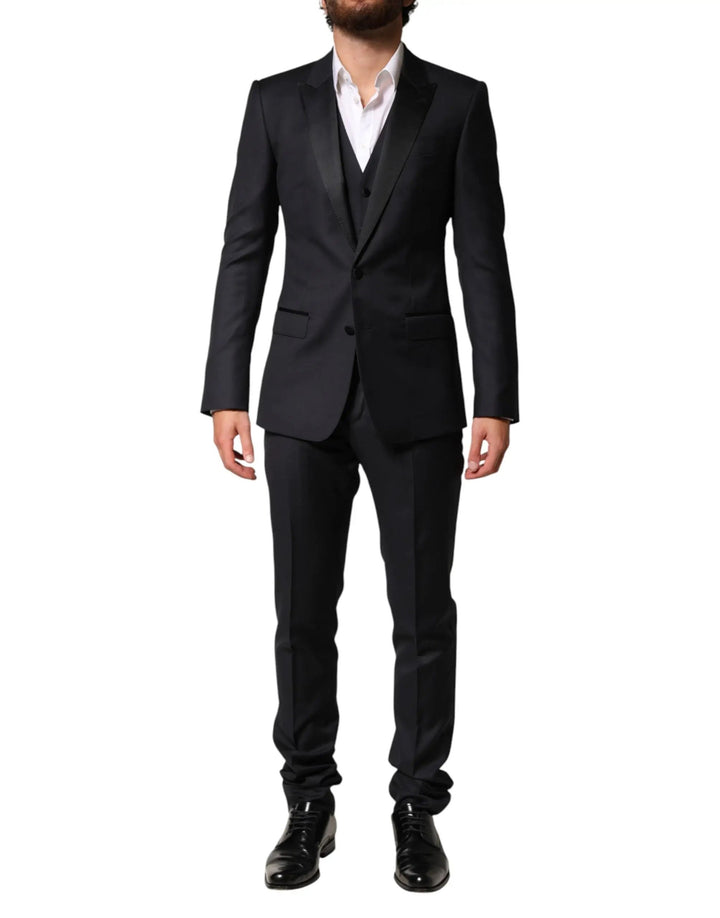Dolce &amp; Gabbana Blue Wool Single Breasted 3 Piece Men Suit