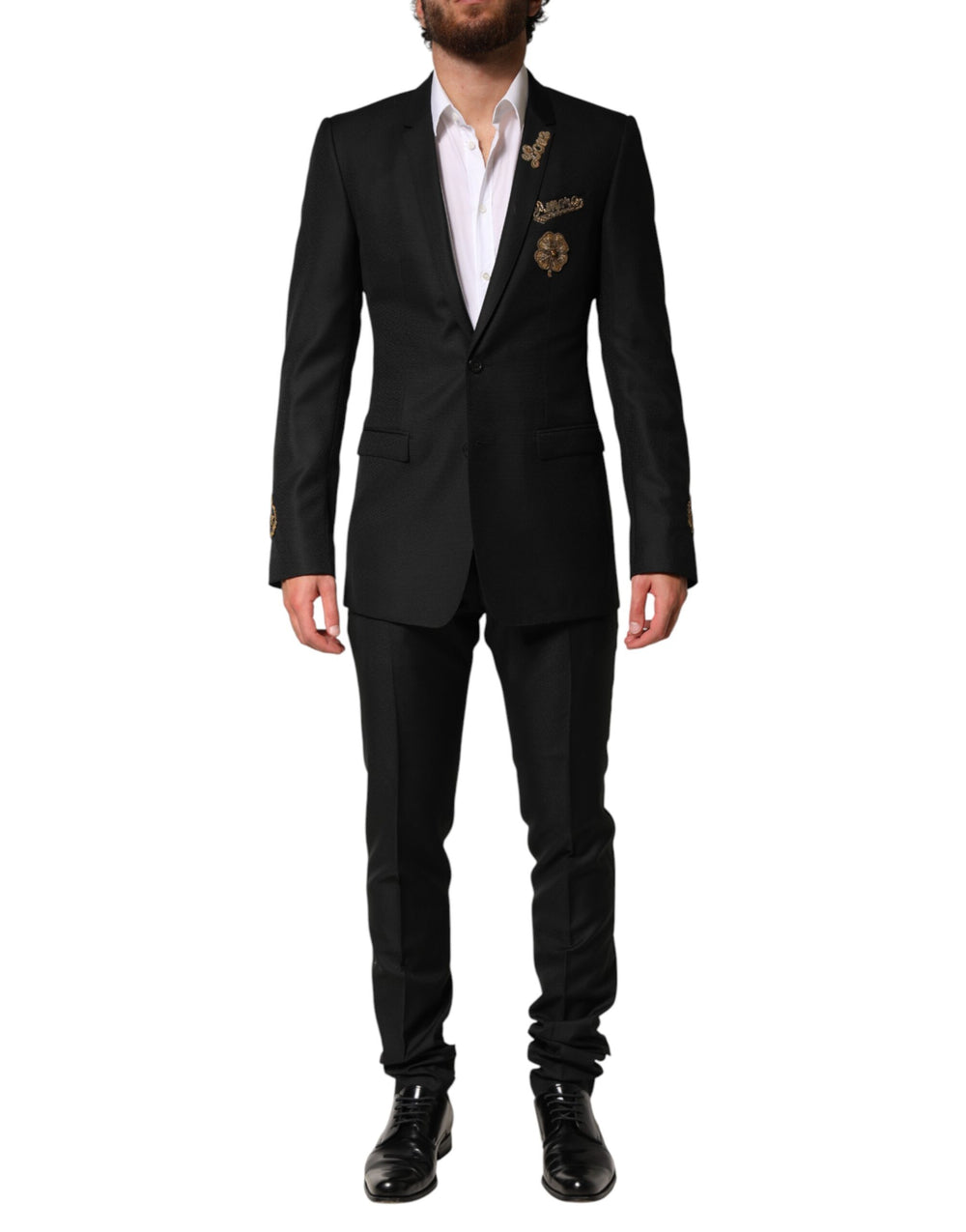 Dolce & Gabbana Black Embellished Single Breasted 2 Pc Suit by Dolce & Gabbana outlet now on sale