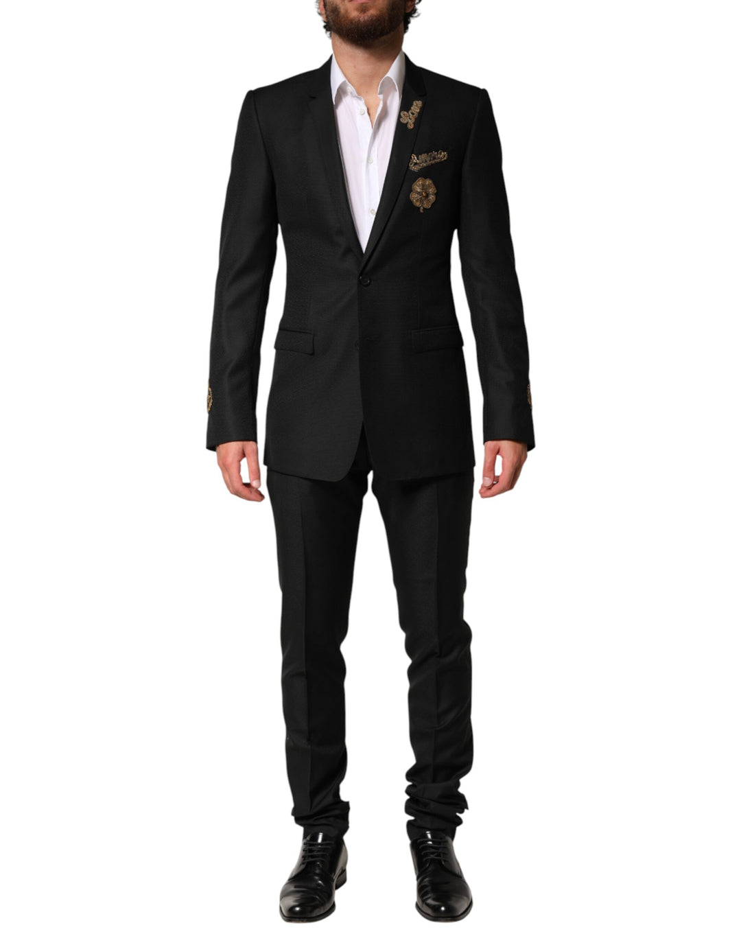 Dolce & Gabbana Black Embellished Single Breasted 2 Pc Suit by Dolce & Gabbana outlet now on sale