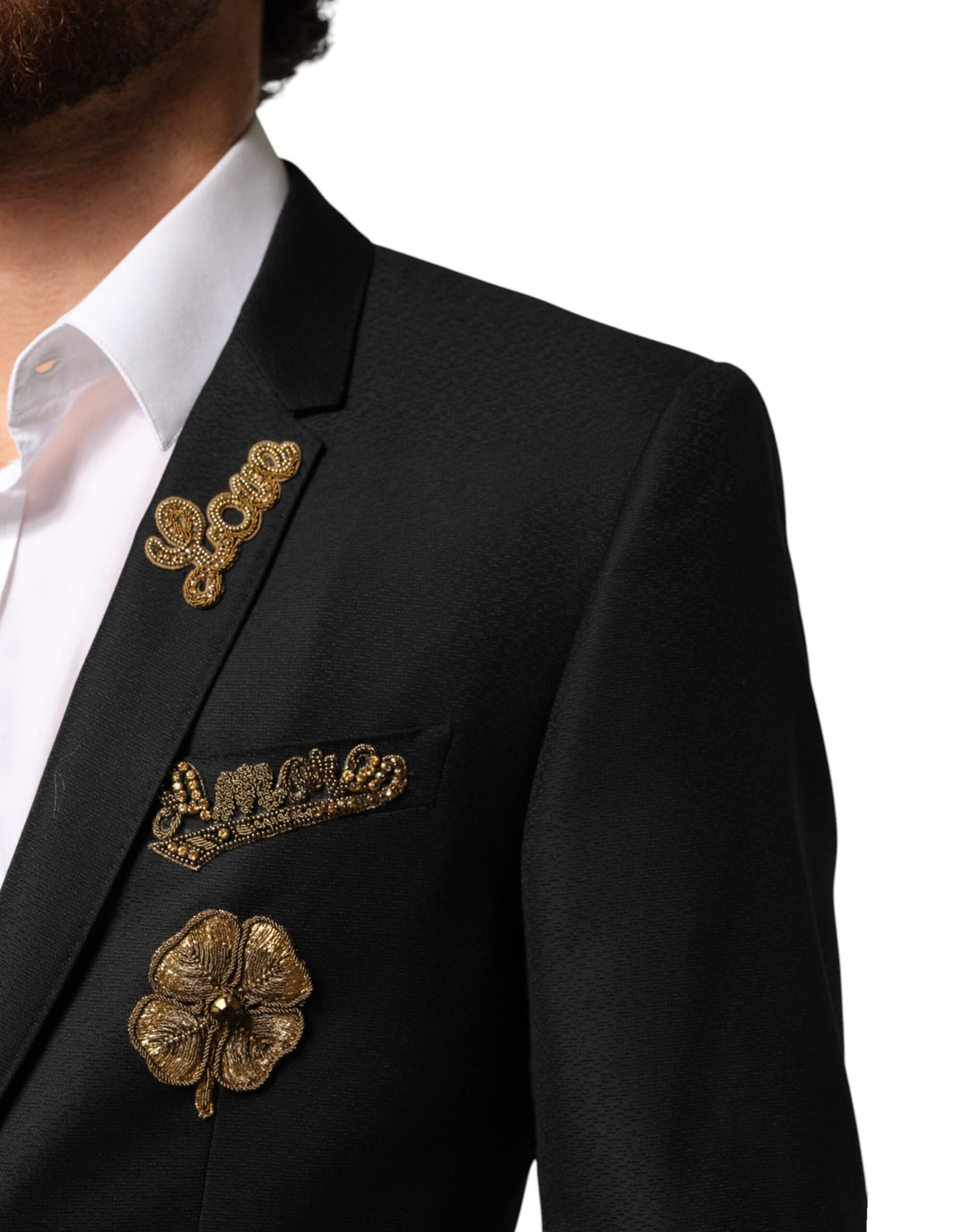 Dolce & Gabbana Black Embellished Single Breasted 2 Pc Suit by Dolce & Gabbana outlet now on sale