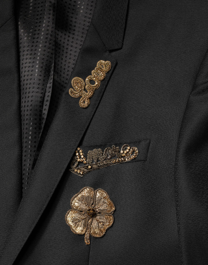 Dolce & Gabbana Black Embellished Single Breasted 2 Pc Suit by Dolce & Gabbana outlet now on sale