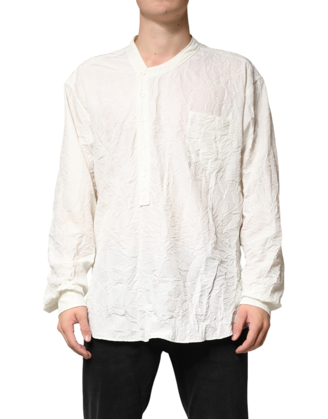 Dolce &amp; Gabbana White Cotton Men Long Sleeves Men Shirt by Dolce &amp; Gabbana outlet now on sale