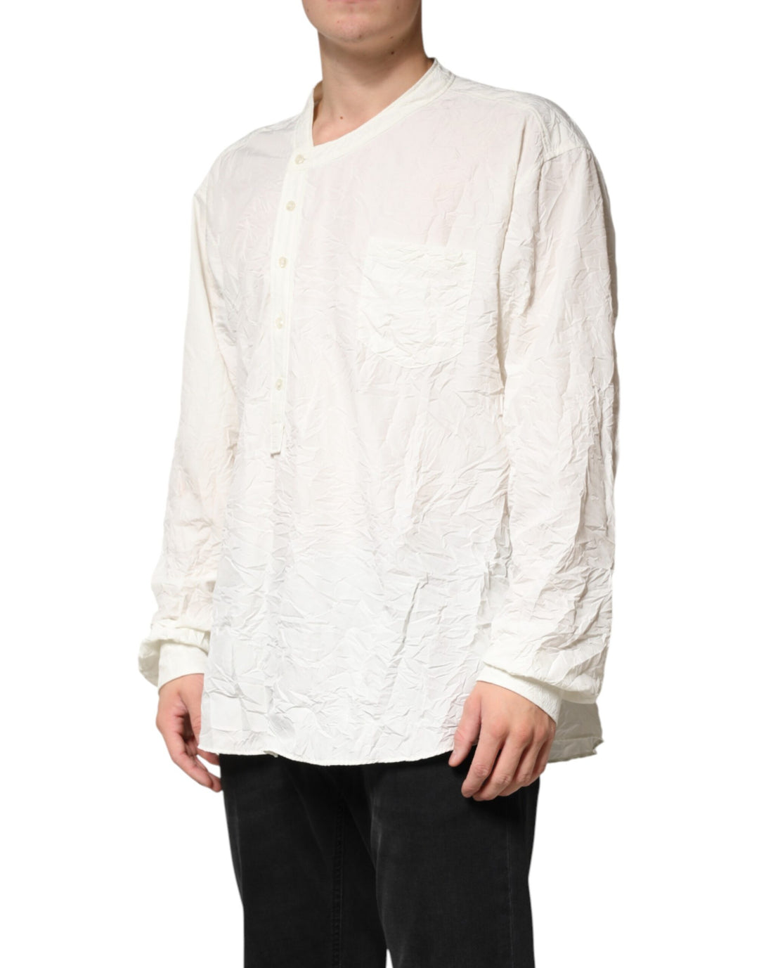 Dolce &amp; Gabbana White Cotton Men Long Sleeves Men Shirt by Dolce &amp; Gabbana outlet now on sale
