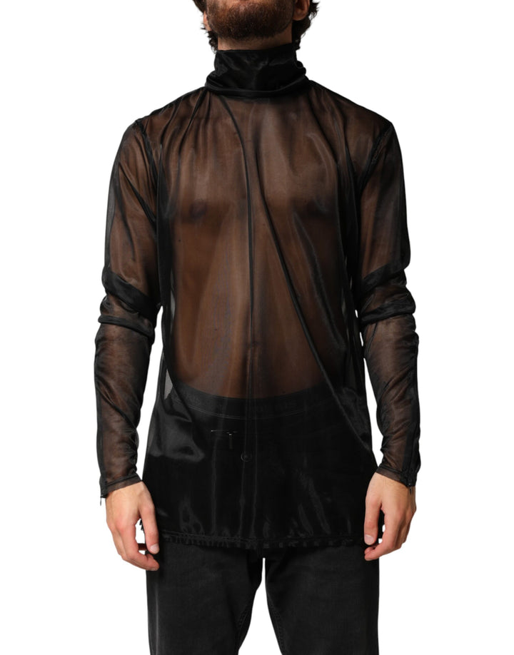 Dolce &amp; Gabbana Black Sheer Long Sleeves Turtleneck Top by Dolce &amp; Gabbana outlet now on sale